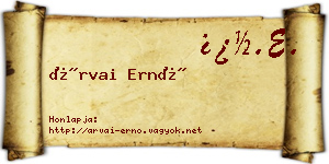 Árvai Ernő névjegykártya